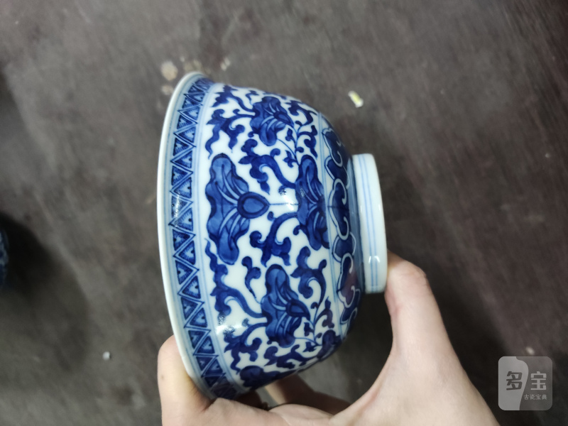 清 青花花卉纹碗一对 - 图4